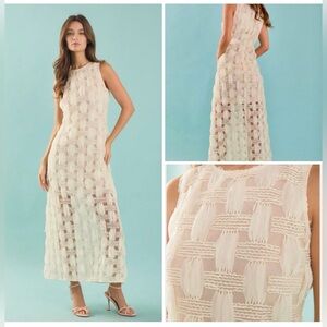 NWT! Endless Rose grid textured sleeveless midi dress